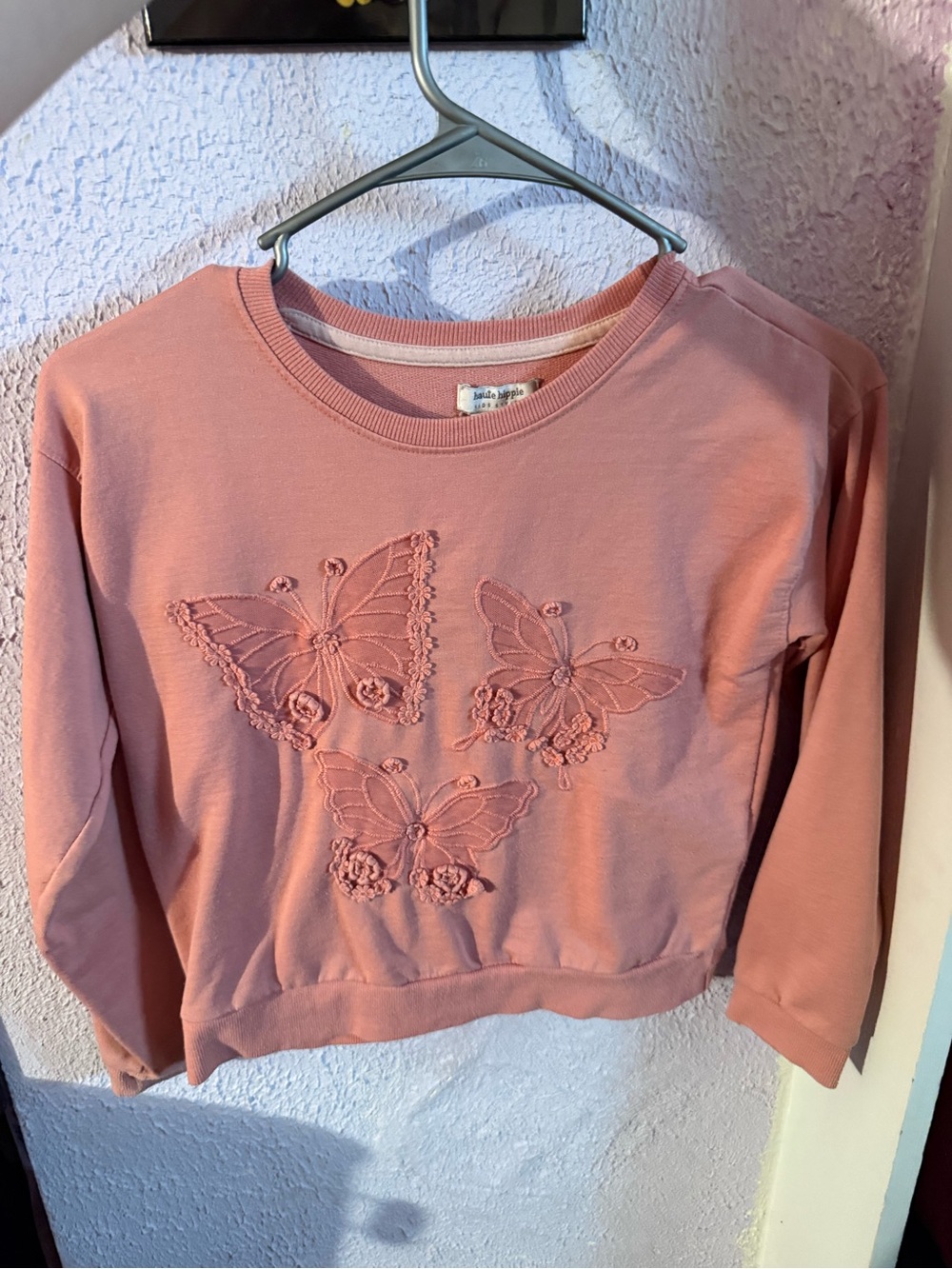 Haute Hippie Girls' Dusty Pink Butterfly Embroidered Sweatshirt